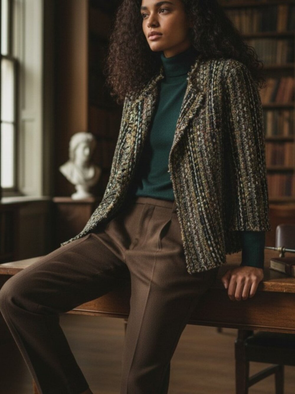 CAbi Black multi-colored tweed jacket